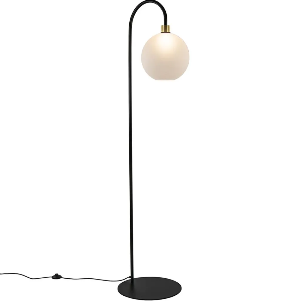 Straluma Chique vloerlamp zwart/goud met opaal glas> Vloerlampen|Luxe Verlichting