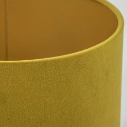 Straluma Cilinder kap fluweel oker geel met goud 25 cm> Tienerkamerlampen|Kinderkamerverlichting
