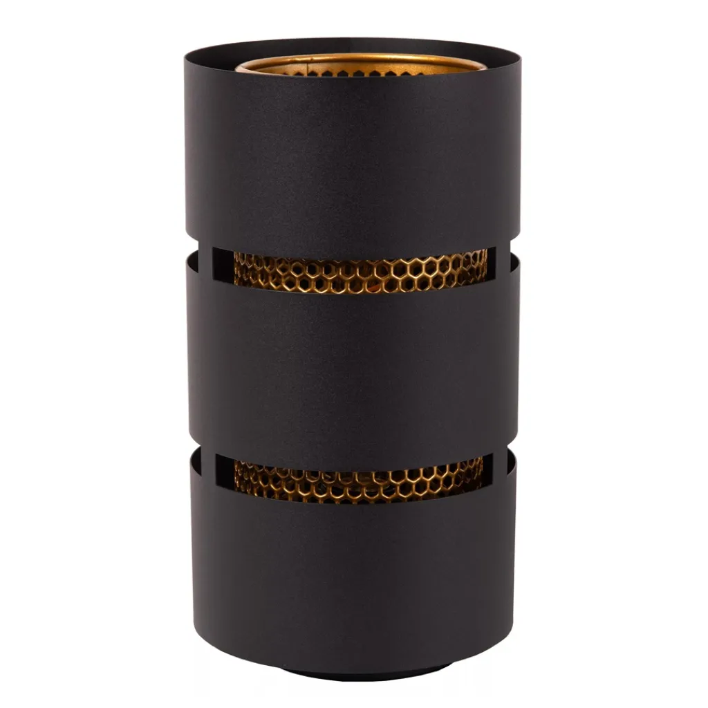 Straluma Cilinder tafellamp zwart metaal met goud> Tafellampen|Industriële Verlichting
