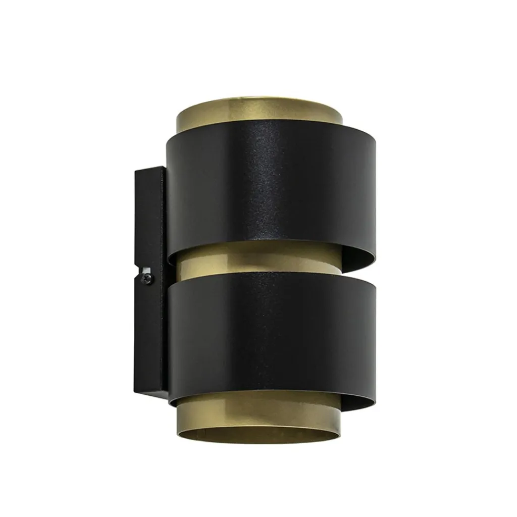 Straluma Cilinder wandlamp G9 mat zwart met goud> Woonkamerlampen|Slaapkamerlampen