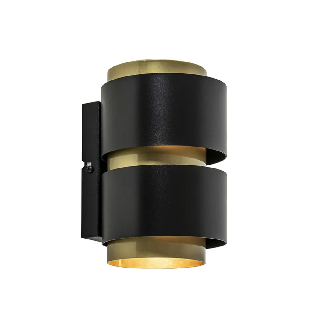 Straluma Cilinder wandlamp G9 mat zwart met goud> Woonkamerlampen|Slaapkamerlampen