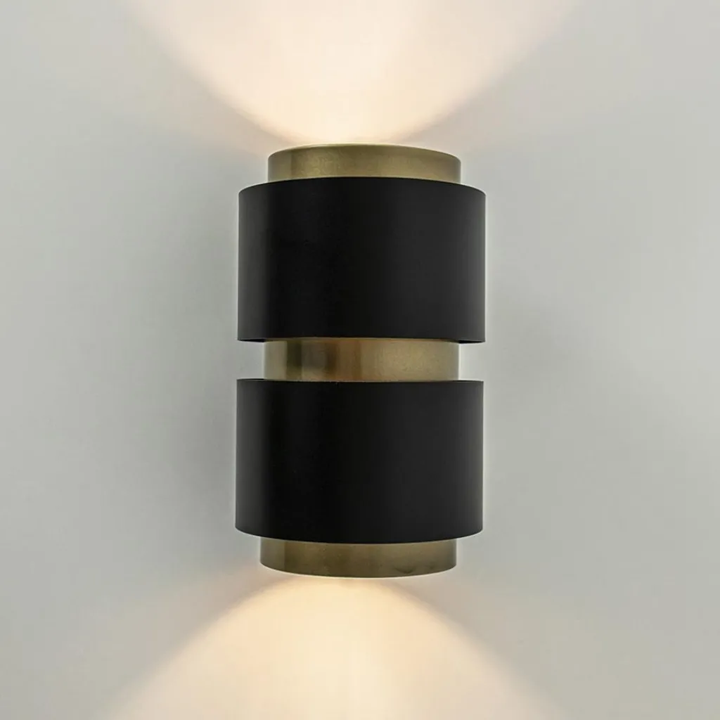 Straluma Cilinder wandlamp G9 mat zwart met goud> Woonkamerlampen|Slaapkamerlampen