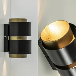 Straluma Cilinder wandlamp G9 mat zwart met goud><noscript><img width=