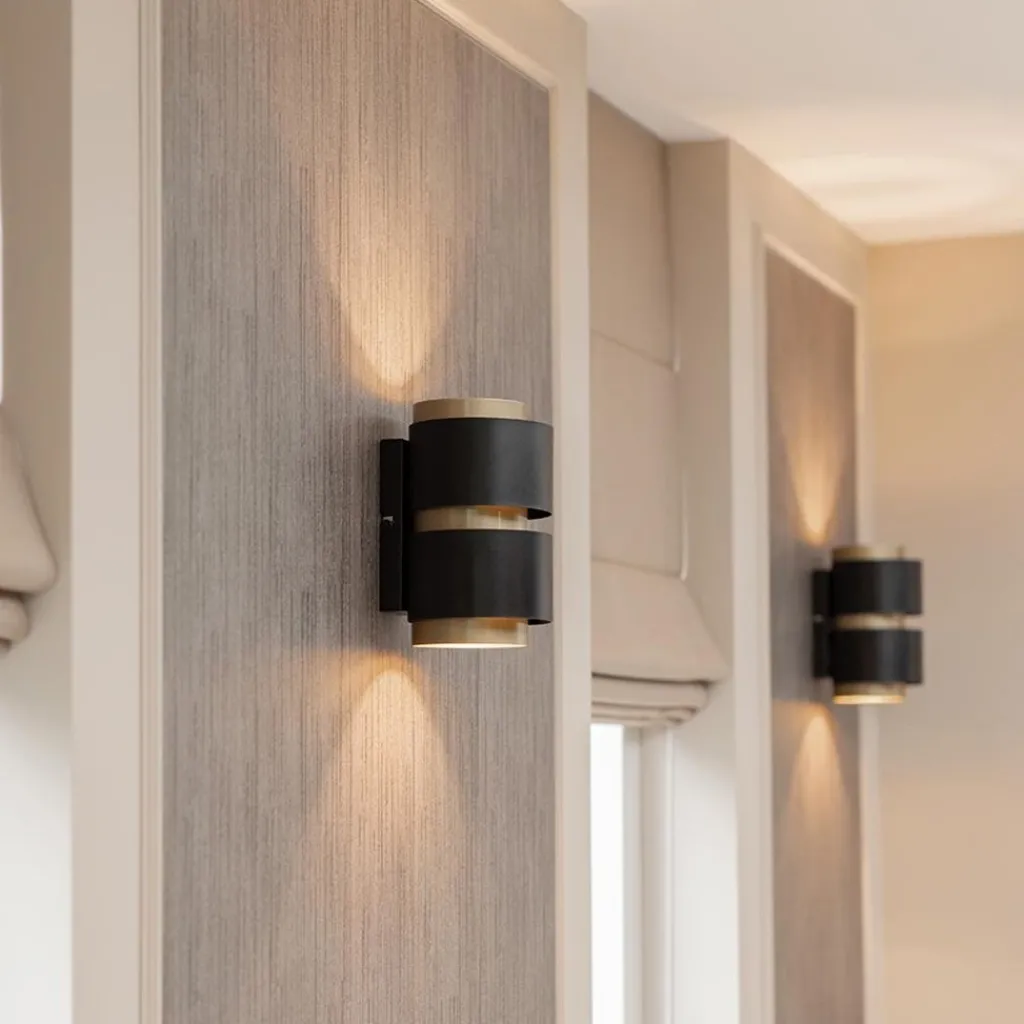 Straluma Cilinder wandlamp G9 mat zwart met goud> Woonkamerlampen|Slaapkamerlampen