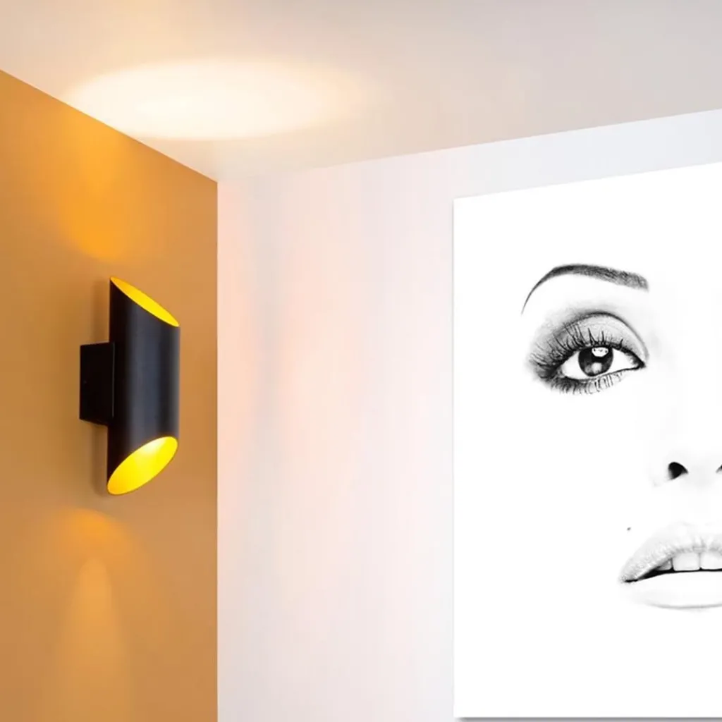 Straluma Cilinder wandlamp zwart goud up+down> Wandlampen|Design Verlichting