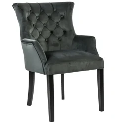 Straluma Comfortabele armstoel donker grijs met zwarte poot> Eetkamerstoelen