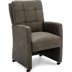 Straluma Comfortabele armstoel olijf groen met wieltjes en handgreep> Eetkamerstoelen