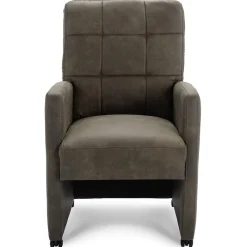 Straluma Comfortabele armstoel olijf groen met wieltjes en handgreep> Eetkamerstoelen