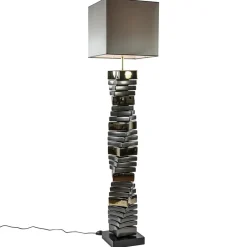 Straluma Decoratieve vloerlamp grijs/goud met vierkante kap> Vloerlampen|Schemerlampen