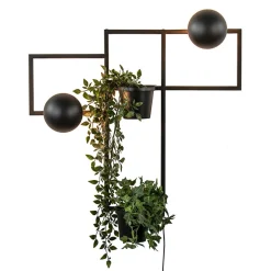 Straluma Decoratieve wandlamp zwart met 2 plantenpotten> Woonkamerlampen|Slaapkamerlampen