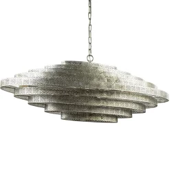 Straluma Design hanglamp ovaal oud zilver> Eettafellampen|Kantoorverlichting