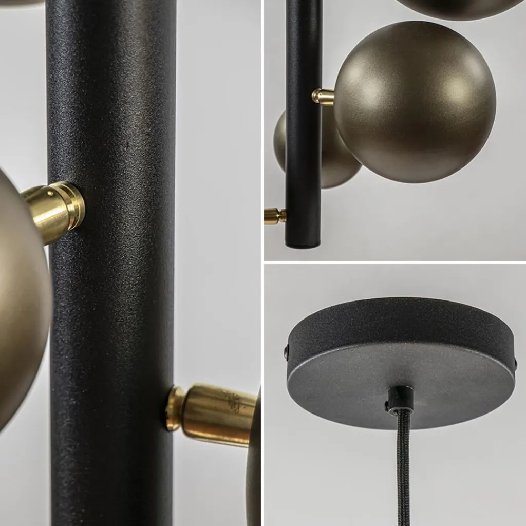 Straluma Design hanglamp zwart met platinum bollen 2L> Hanglampen|Eettafellampen