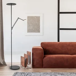 Straluma Design LED uplighter met leesarm zwart geborsteld staal></noscript> Vloerlampen|Leeslampen