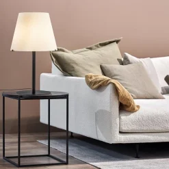 Straluma Design tafellamp mat zwart met witte glazen kap><noscript><img width=