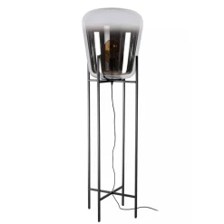 Straluma Design vloerlamp zwart frame met grote glazen kap> Vloerlampen|Design Verlichting