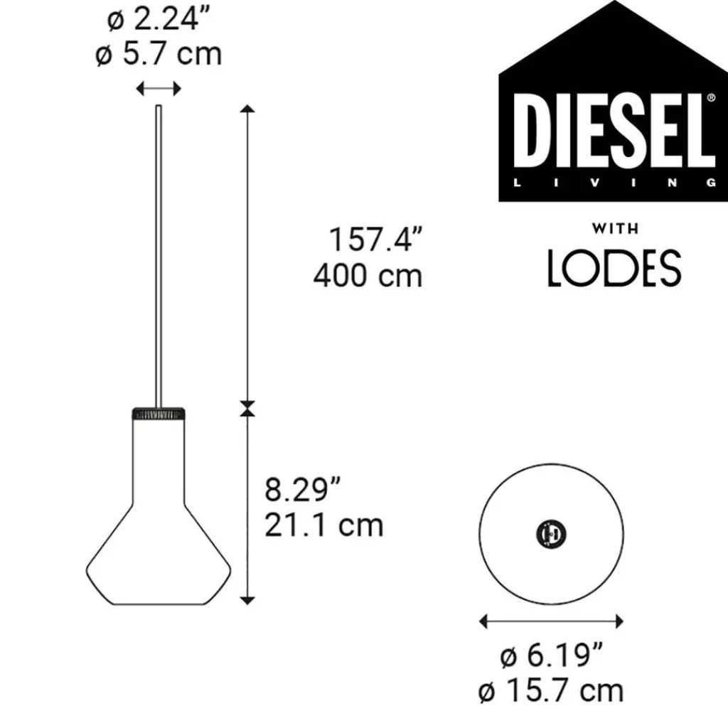 Straluma Diesel Living with Lodes hanglamp Flask A metallic black> Pendel Lampen|Keukenverlichting