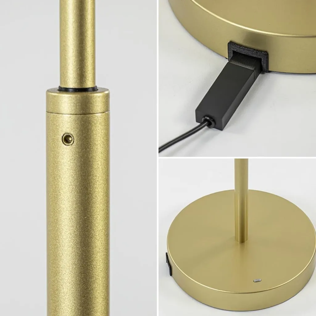 Straluma Dimbare LED leeslamp messing op accu oplaadbaar> Vloerlampen|Leeslampen