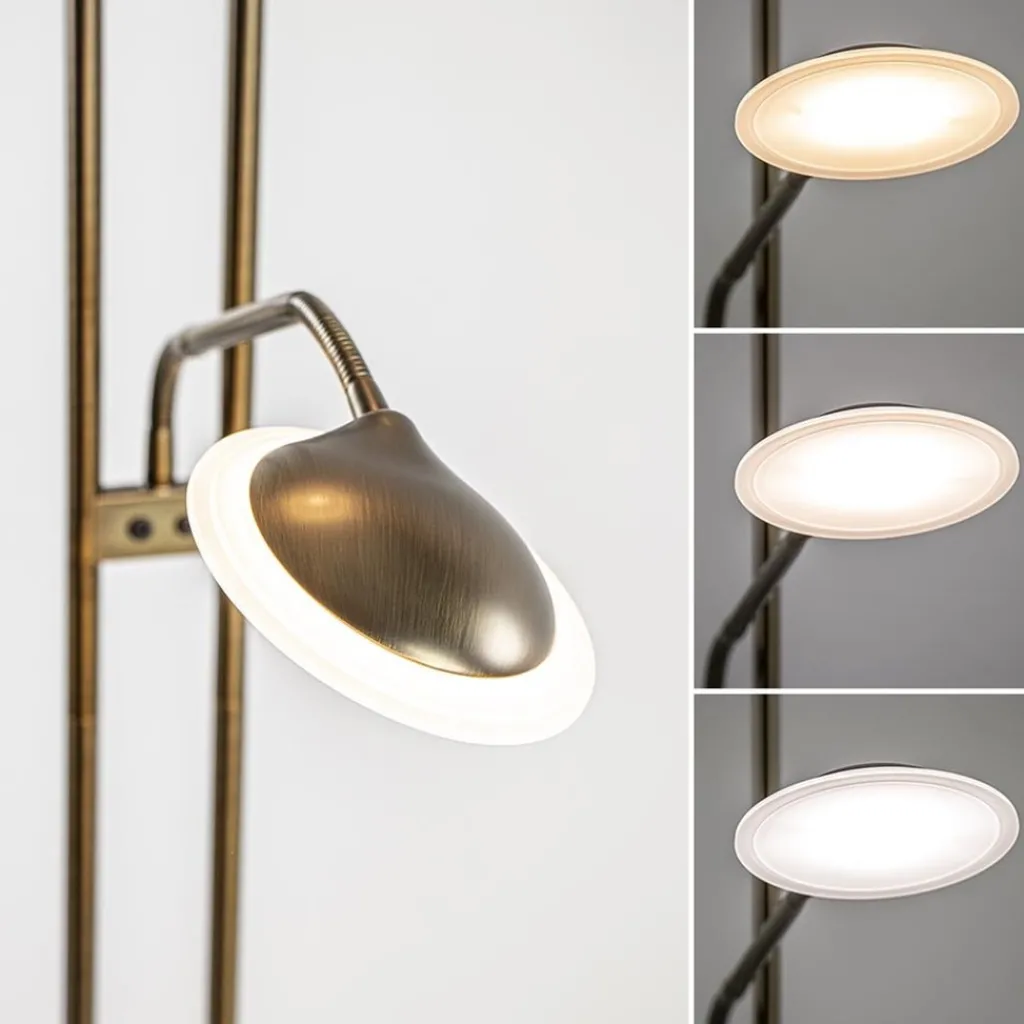 Straluma Dimbare LED uplighter met leeslamp donker brons> Vloerlampen|Leeslampen