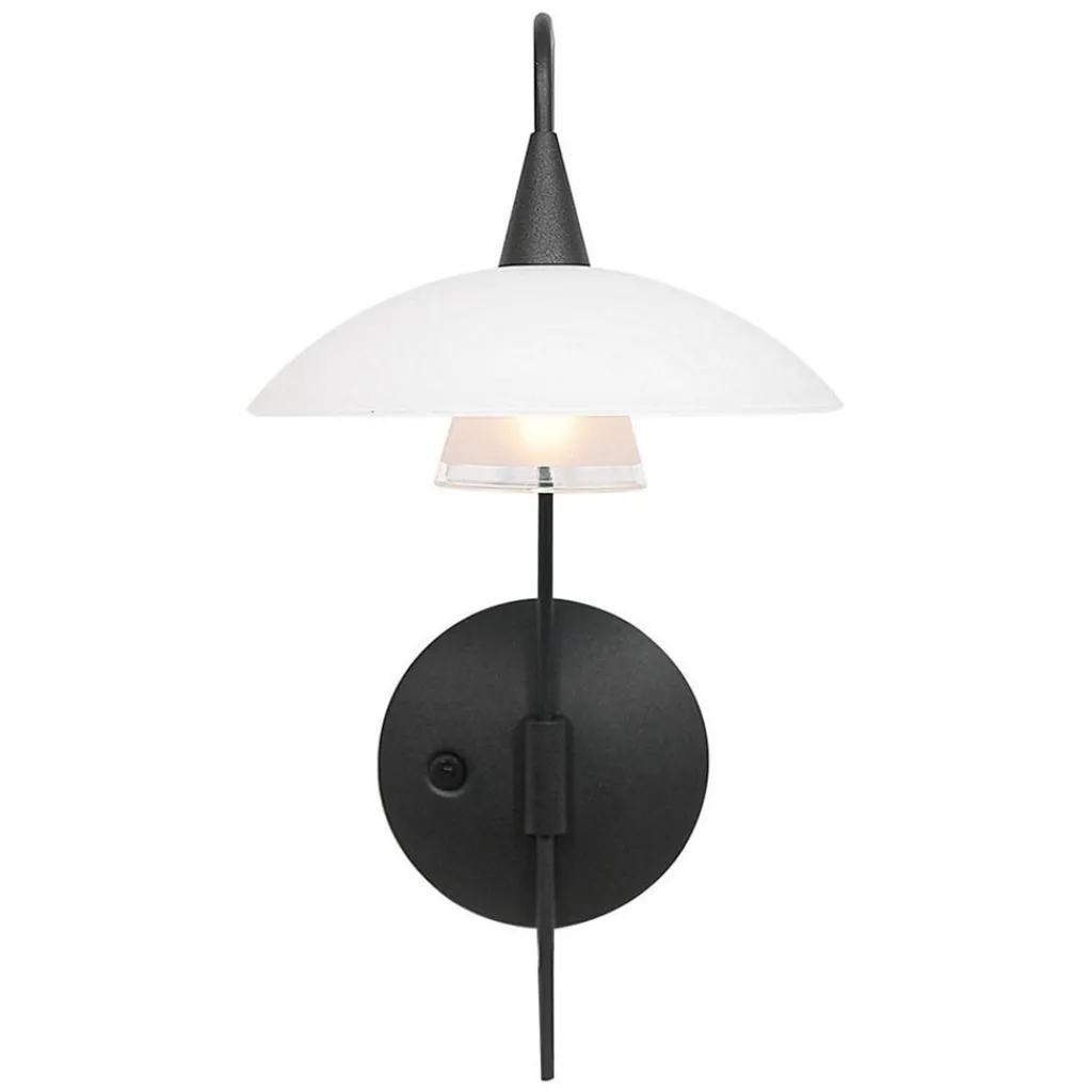 Straluma Dimbare LED wandlamp zwart met witte schotel> Wandlampen|Woonkamerlampen