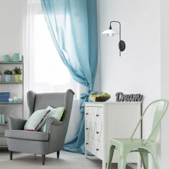 Straluma Dimbare LED wandlamp zwart met witte schotel><noscript><img width=