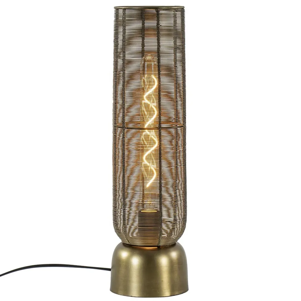 Straluma Draad tafellamp Lezuza antiek brons L&L> Tafellampen|Light and Living