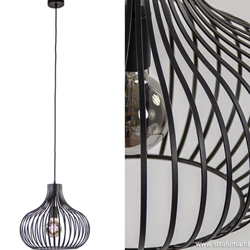 Straluma Draadhanglamp medium zwart 38cm> Draadlampen|Pendel Lampen