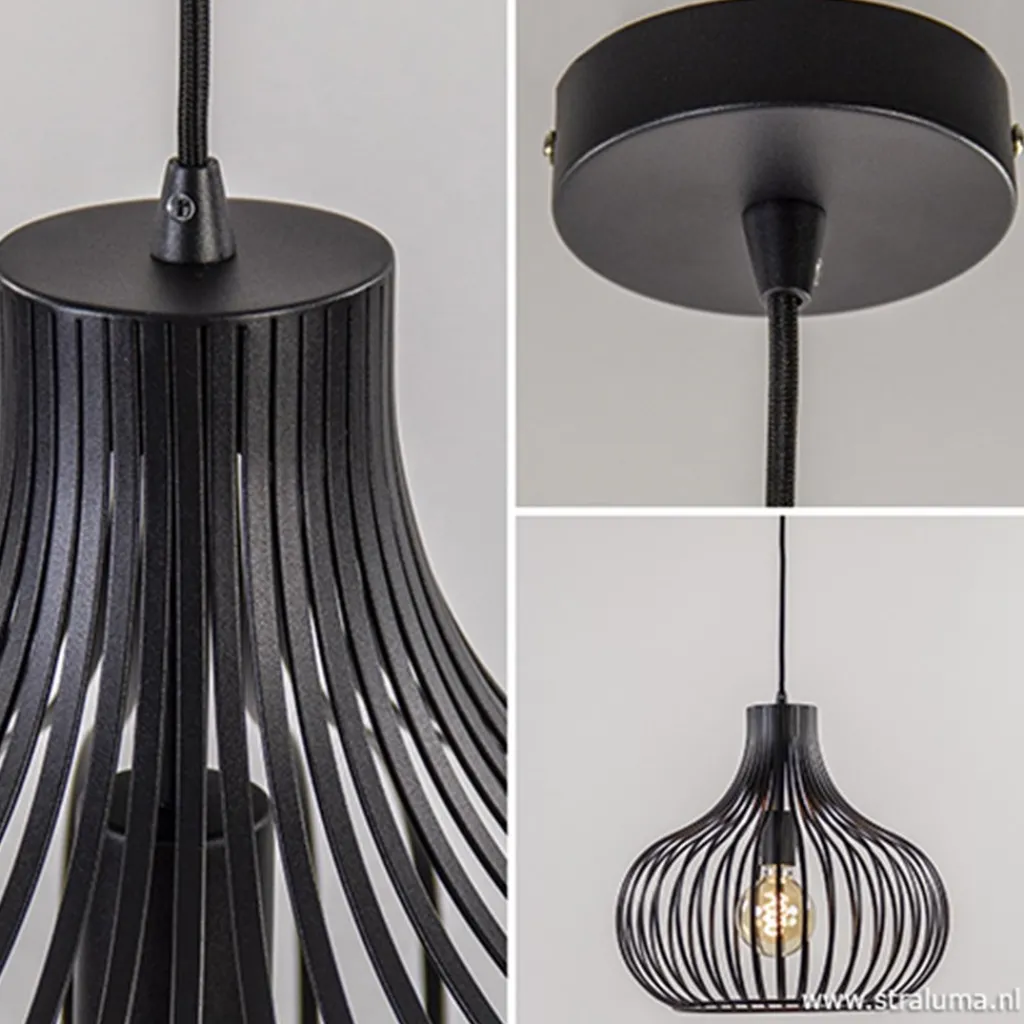 Straluma Draadhanglamp medium zwart 38cm> Draadlampen|Pendel Lampen