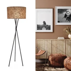 Straluma Driepoot schelpen vloerlamp zwart met bruin en goud></noscript> Vloerlampen|Schelpenlampen