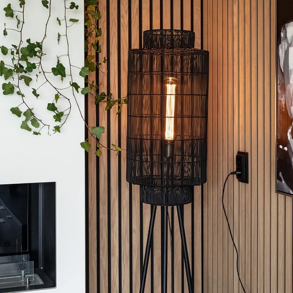 Straluma Driepoot vloerlamp Gruaro zwart met brons> Driepoot lampen|Draadlampen
