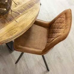 Straluma Eetkamerstoel microleder Bull camel met zwarte poot><noscript><img width=