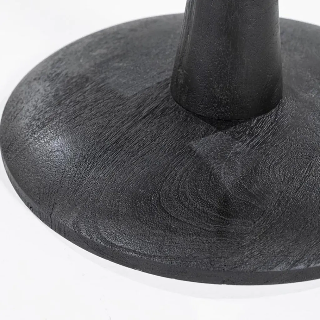 Straluma Eetkamertafel ronde glazen plaat zwart met mango houten voet> Eettafels