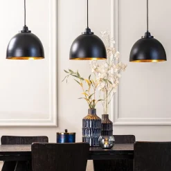 Straluma Eettafel hanglamp Kylie 3- lichts zwart-goud></noscript> Eettafellampen|Light and Living