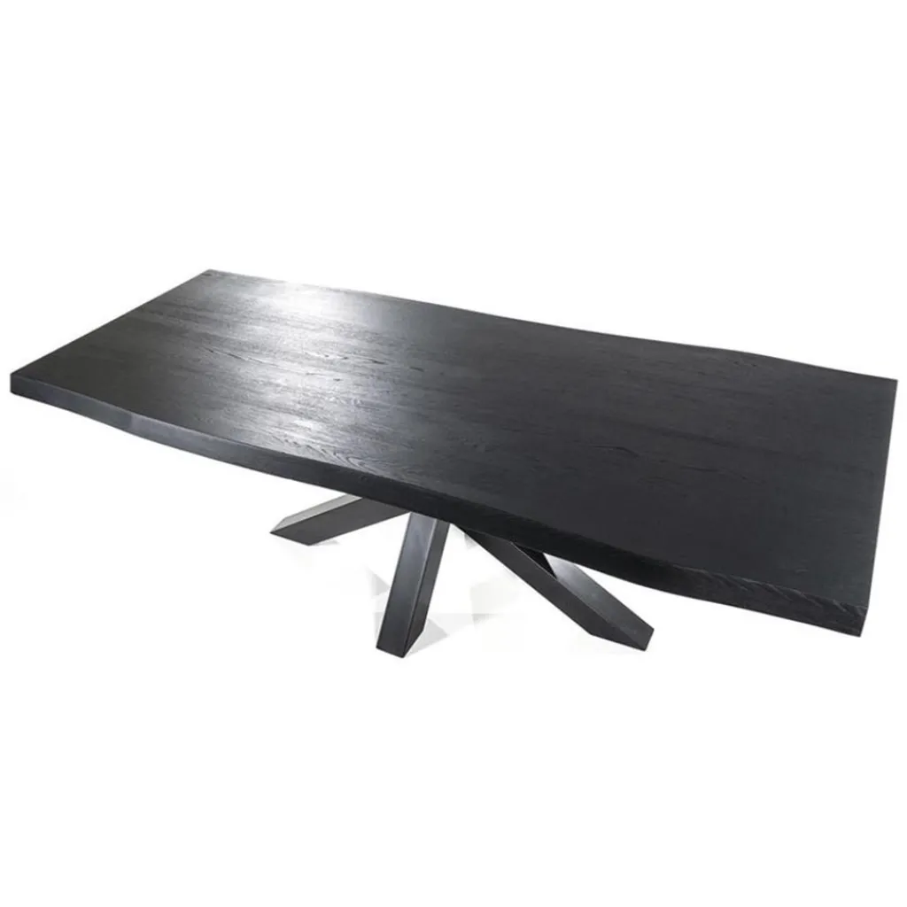 Straluma Eiken boomstam tafel met spinpoot zwart 240x100 cm> Eettafels