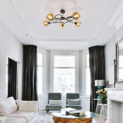 Straluma Elegante 5-lichts plafondlamp met amber glazen bollen><noscript><img width=