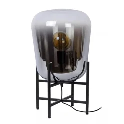 Straluma Elegante tafellamp zwart frame met smoke glazen kap> Tafellampen|Luxe Verlichting