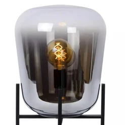 Straluma Elegante tafellamp zwart frame met smoke glazen kap></noscript> Tafellampen|Luxe Verlichting