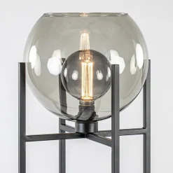 Straluma Frame vloerlamp mat zwart met smoke glazen bol><noscript><img width=