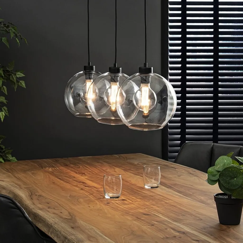 Straluma Glazen 3-lichts hanglamp eettafel clear> Eettafellampen|Pendel Lampen