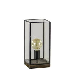 Straluma Glazen tafellamp Askjer hout met zwart> Light and Living|Woonkamerlampen