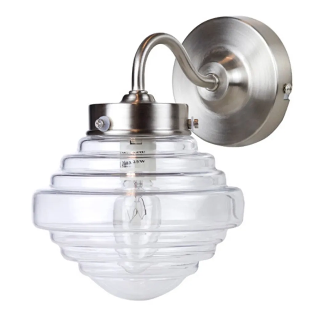 Straluma Glazen wandlamp met staal Deco> Woonkamerlampen|Slaapkamerlampen