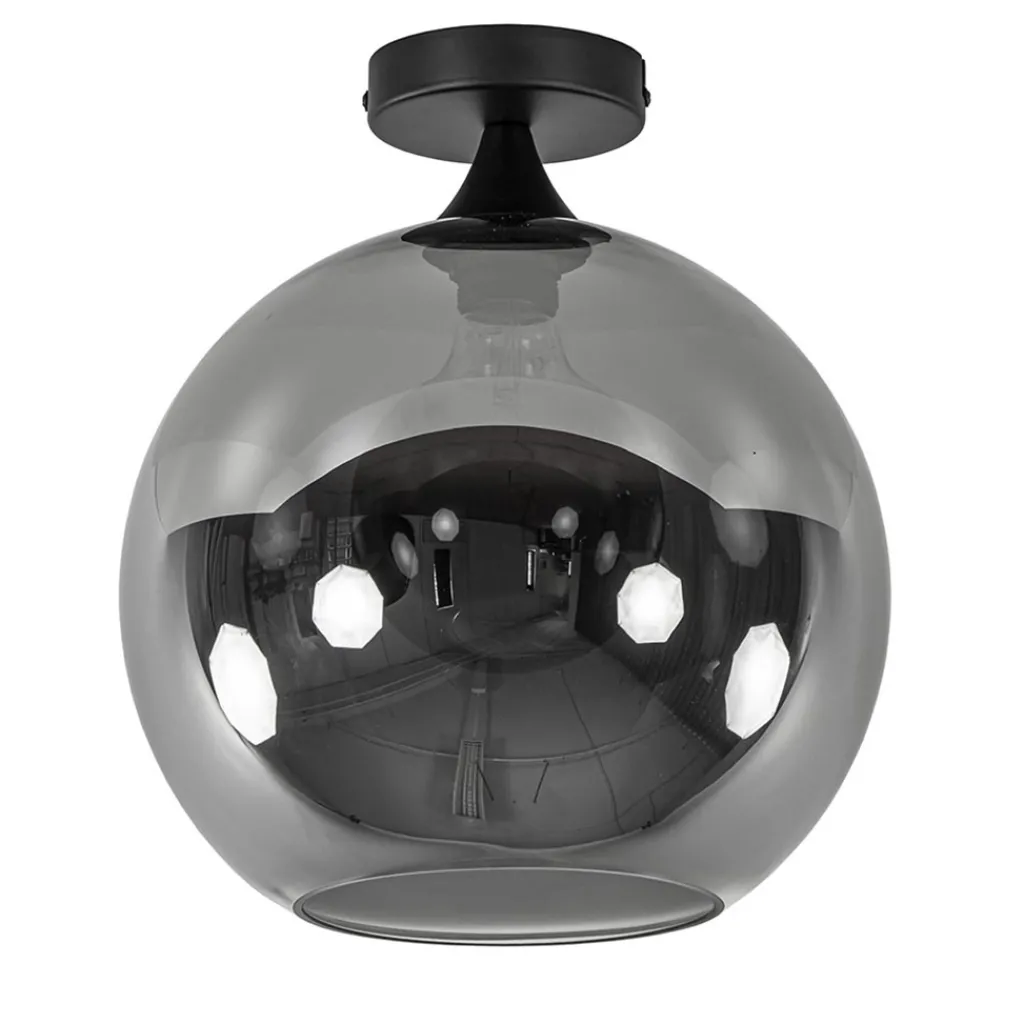 Straluma Globe plafondlamp zwart met smoke/titanium glas 30 cm> Plafondlampen|Luxe Verlichting
