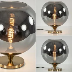Straluma Globe tafellamp smoke/titanium met gouden voet><noscript><img width=