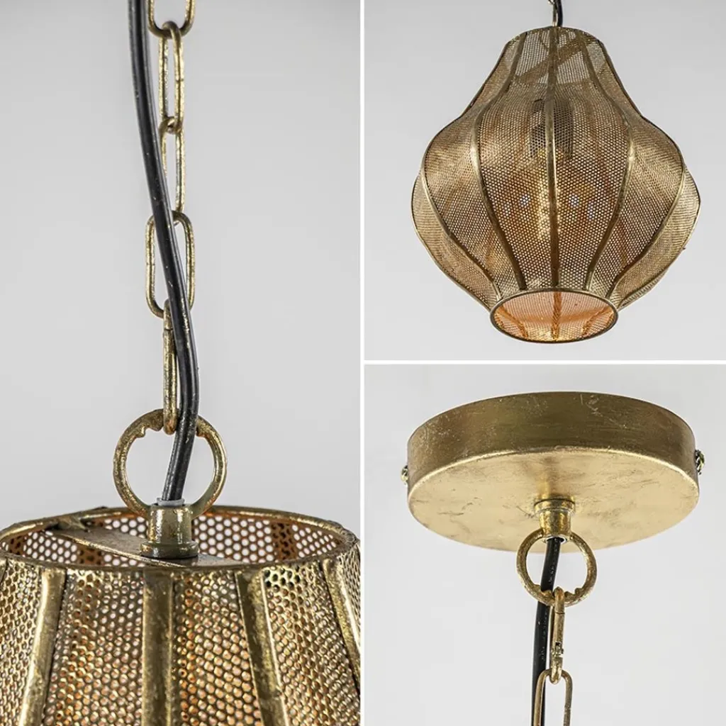 Straluma Gouden Oosterse hanglamp Micha met ketting Light & Living> Light and Living|Woonkamerlampen