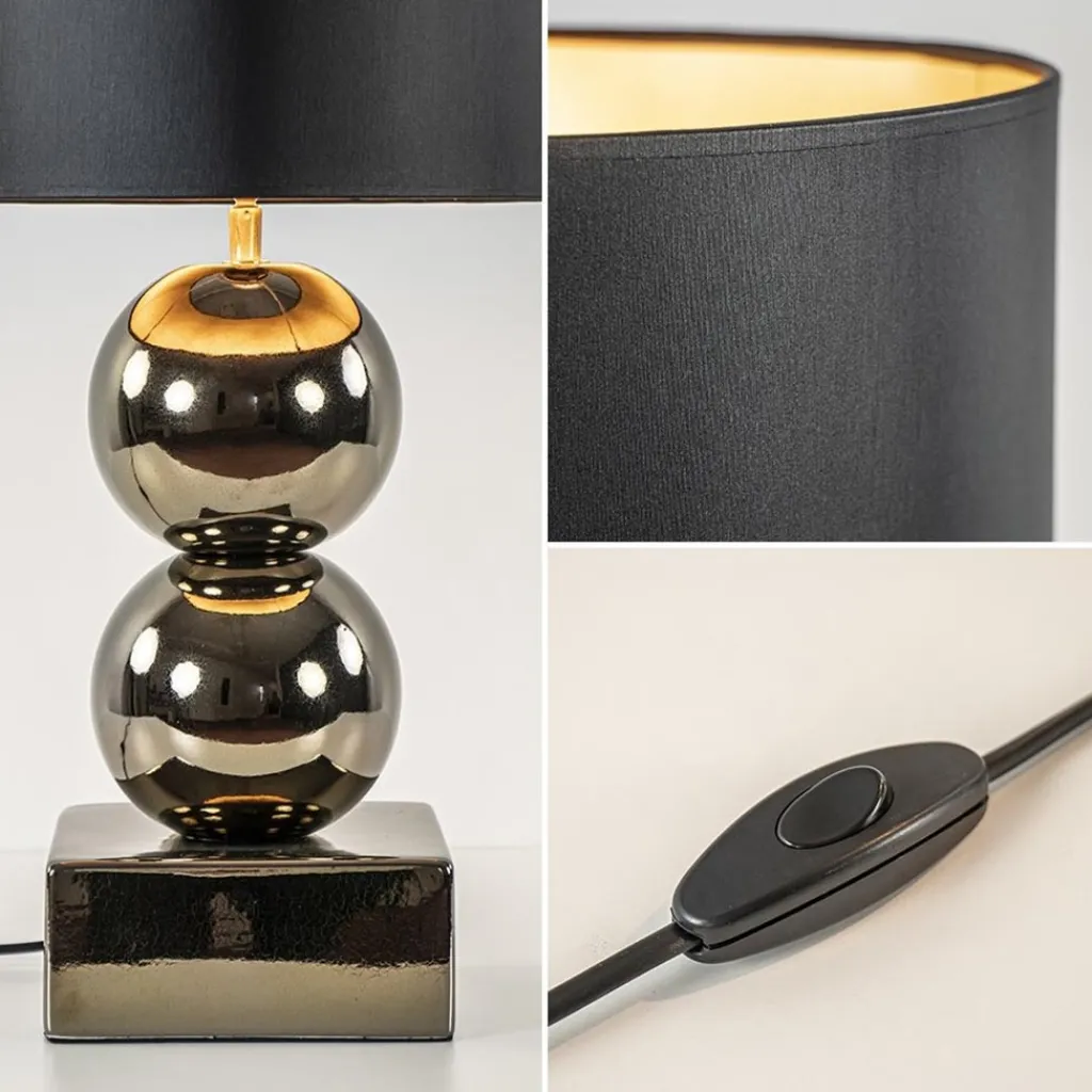 Straluma Gouden tafellamp bollen met zwart/gouden kap> Tafellampen|Schemerlampen
