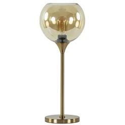 Straluma Gouden tafellamp met amber glazen bol 20 cm> Tafellampen|Klassieke Verlichting