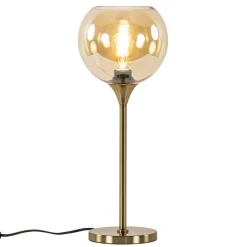 Straluma Gouden tafellamp met amber glazen bol 20 cm> Tafellampen|Klassieke Verlichting