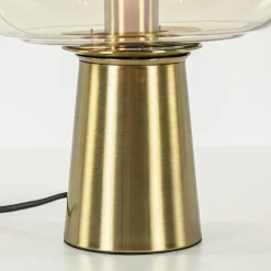 Straluma Gouden tafellamp Misty met amber glazen kap L&L></noscript> Tafellampen|Light and Living
