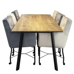 Straluma Grijs/beige eetkamerstoel met wieltjes gr 2><noscript><img width=