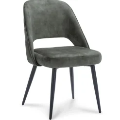 Straluma Grijs/groene eetkamerstoel met zwarte pootjes> Eetkamerstoelen