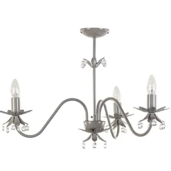 Straluma Grijze kroonluchter met bloem/kristal> Kinderlampen|Tienerkamerlampen
